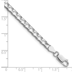 Sterling Silver Rhodium-plated 4mm D/C Square Curb Chain - 6