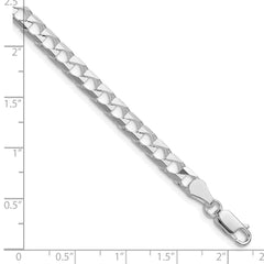 Sterling Silver Rhodium-plated 5mm D/C Square Curb Chain - 6