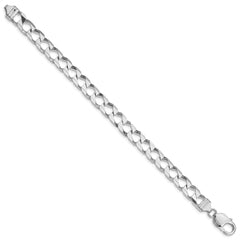 Sterling Silver Rhodium-plated 7.2mm D/C Square Curb Chain - 6
