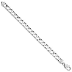 Sterling Silver Rhodium-plated 8.6mm D/C Square Curb Chain - 6