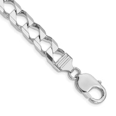 Sterling Silver Rhodium-plated 8.6mm D/C Square Curb Chain - 6