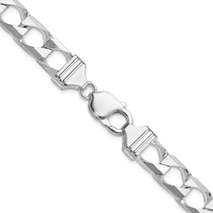 Sterling Silver Rhodium-plated 10.3mm D/C Square Curb Chain - 5