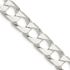 Sterling Silver 10.3mm D/C Square Curb Chain - 6