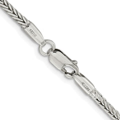 Sterling Silver Rhodium-plated 2.5mm Diamond-cut Round Franco Chain - 3