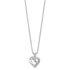 Sterling Silver Rhodium-plated Fancy CZ Open Heart 16 inch Necklace