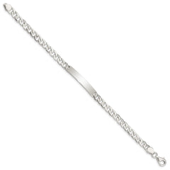 Sterling Silver Small ID Plate, Curb Link Bracelet