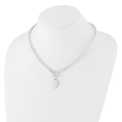 Sterling Silver Engraveable Heart Disc on Fancy Link Toggle Necklace - 2