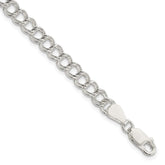 Sterling Silver 5.25mm Solid Double Link Charm Bracelet - 3