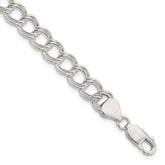 Sterling Silver 7.75mm Solid Double Link Charm Bracelet - 3