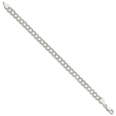Sterling Silver 6mm Solid Double Link Charm Bracelet - 2