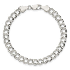 Sterling Silver 6mm Solid Double Link Charm Bracelet - 4