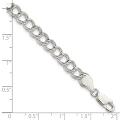 Sterling Silver 6mm Solid Double Link Charm Bracelet - 5