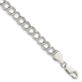 Sterling Silver 6mm Solid Double Link Charm Bracelet - 5