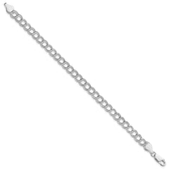 Sterling Silver RH-plated 6mm Solid Double Link Charm Bracelet - 2
