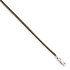 Sterling Silver 18inch 1.5mm Olive Leather Cord Necklace