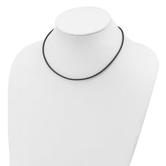 Sterling Silver 18inch 2mm Black Leather Cord Necklace