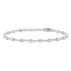 Sterling Silver Fancy Bead Anklet - 2