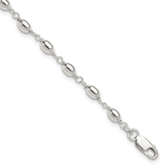 Sterling Silver Fancy Bead Anklet - 2