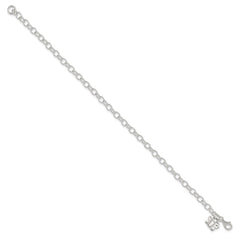 Sterling Silver Small Oval Rolo Link with Butterfly Anklet