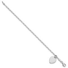 Sterling Silver Rhodium-plated Heart 6 in Childs Bracelet