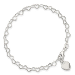Sterling Silver Heart Link Childs Bracelet