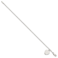 Sterling Silver Engraveable Heart Charm Bracelet - 4
