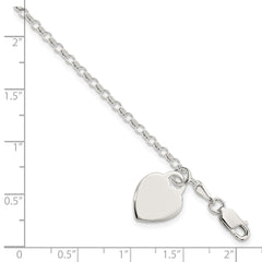 Sterling Silver Engraveable Heart Charm Bracelet - 4