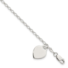 Sterling Silver Engraveable Heart Charm Bracelet - 4