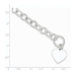 Sterling Silver Engraveable Heart Fancy Link Bracelet - 3