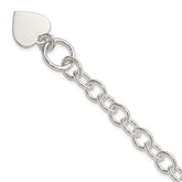 Sterling Silver Engraveable Heart Fancy Link Bracelet - 3