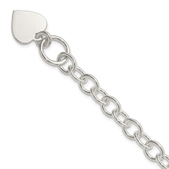 Sterling Silver Engraveable Heart Fancy Link Bracelet - 3