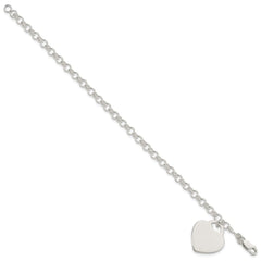 Sterling Silver Polished Engraveable Heart Bracelet - 2