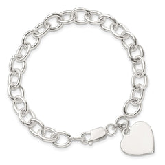 Sterling Silver Engraveable Heart Fancy Link Bracelet - 4