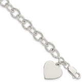 Sterling Silver Engraveable Heart Fancy Link Bracelet - 4