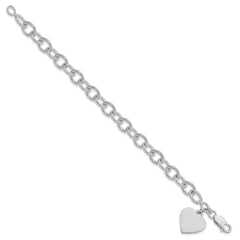 Sterling Silver Rhodium-plated Heart Fancy Link Bracelet - 3