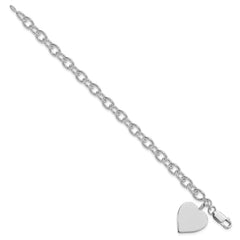 Sterling Silver Rhodium-plated Heart Fancy Link Bracelet - 2