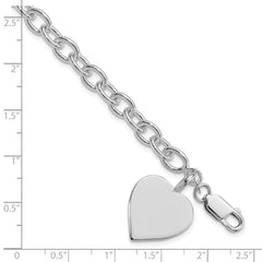 Sterling Silver Rhodium-plated Heart Fancy Link Bracelet - 2