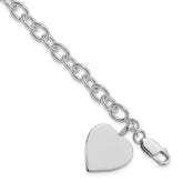 Sterling Silver Rhodium-plated Heart Fancy Link Bracelet - 2