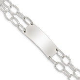 Sterling Silver Double Strand Oval Link ID Bracelet - 2