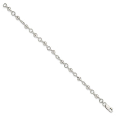 Sterling Silver Beaded Fancy Link Bracelet