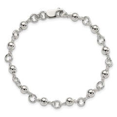 Sterling Silver Beaded Fancy Link Bracelet