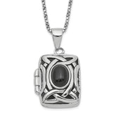 Sterling Silver Rhodium-plated Oval Onyx Rectangle 22mm Locket 18 inch Necklace