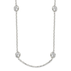 Sterling Silver 20 Inch w/2 in ext. Station CZ Necklace