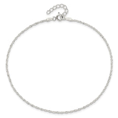 Sterling Silver 1.3mm Singapore Chain 10 inch Plus 1 inch Extender Chain - Total 11 inch Anklet