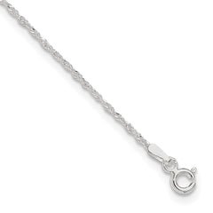 Sterling Silver 1.3mm Singapore Chain 10 inch Plus 1 inch Extender Chain - Total 11 inch Anklet