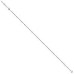 Sterling Silver 1.8mm Singapore Chain 10 inch Plus 1 inch Extender Chain - Total 11 inch Anklet