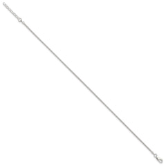 Sterling Silver 1.5mm Round Snake Chain 9 inch Plus 1 inch Extender - Total 10 inch Anklet