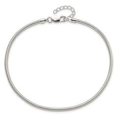 Sterling Silver 2.5mm Snake Chain 10 inch Plus 1 inch Extender - Total 11 inch Anklet