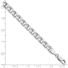 Sterling Silver Rhodium-plated 6mm Double Link Charm Bracelet - 2