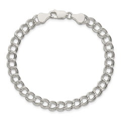Sterling Silver 6mm Semi-Solid Double Link Charm Bracelet - 4